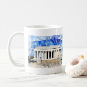 Mug Mémorial Lincoln façade en aquarelle