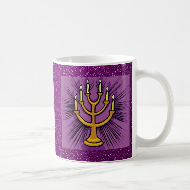 Mug Menorah Jaune Purple Faux Parties scintillant (Droite)