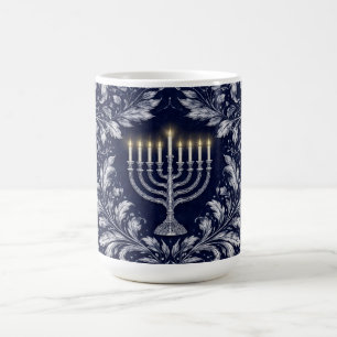 Mug Ménorah Navy Profond Motif William Morris