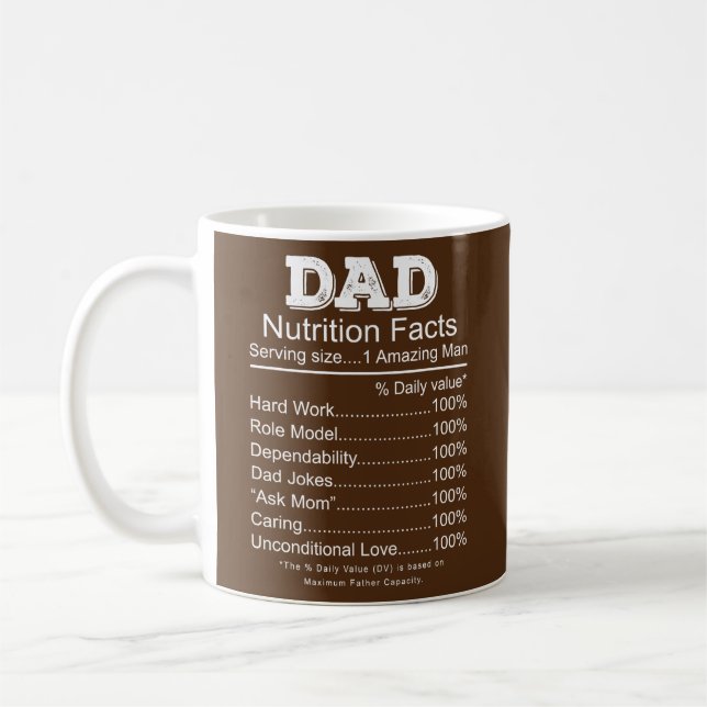 Mug Mens Dad Nutrition Facts Fathers Day Gift For Men (Gauche)