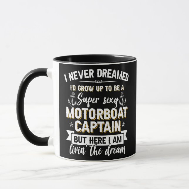 Mug Mens Funny Motorboat Capitaine Bateau Lover Bateau (Gauche)