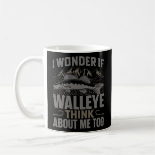 Mug Mens Je Me Demande Si Walleye Pense À Moi Drôle