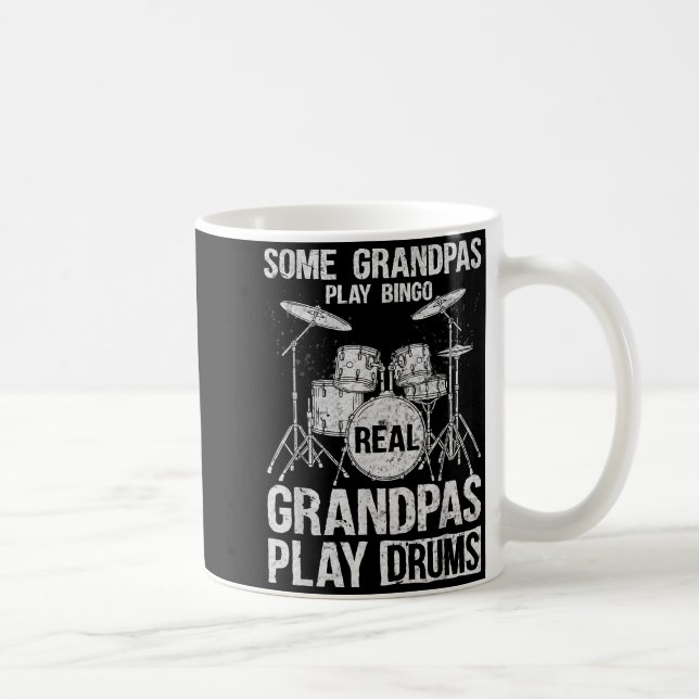Mug Mens Real Grandpa Play Drums Percussionist Drummer (Droite)