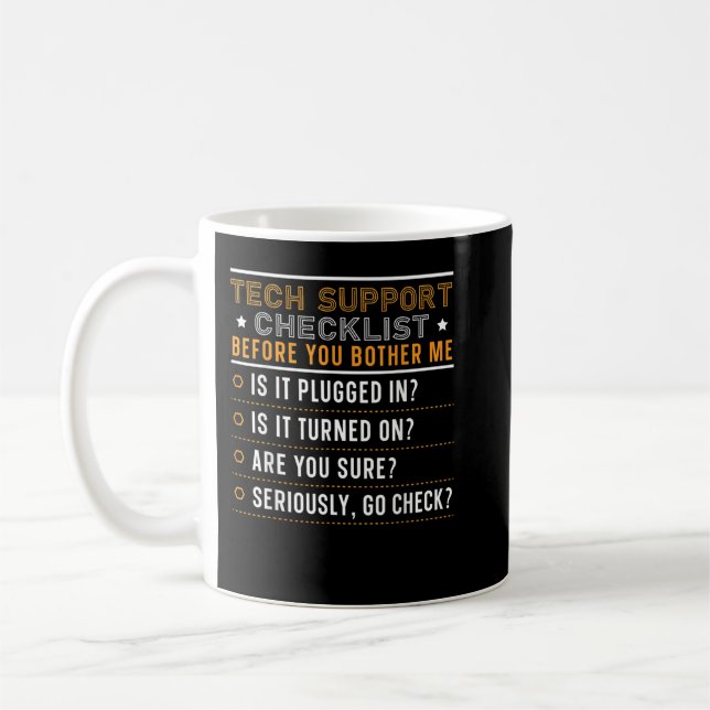 Mug Mens Tech Technical Support Checklist Computer Sys (Gauche)