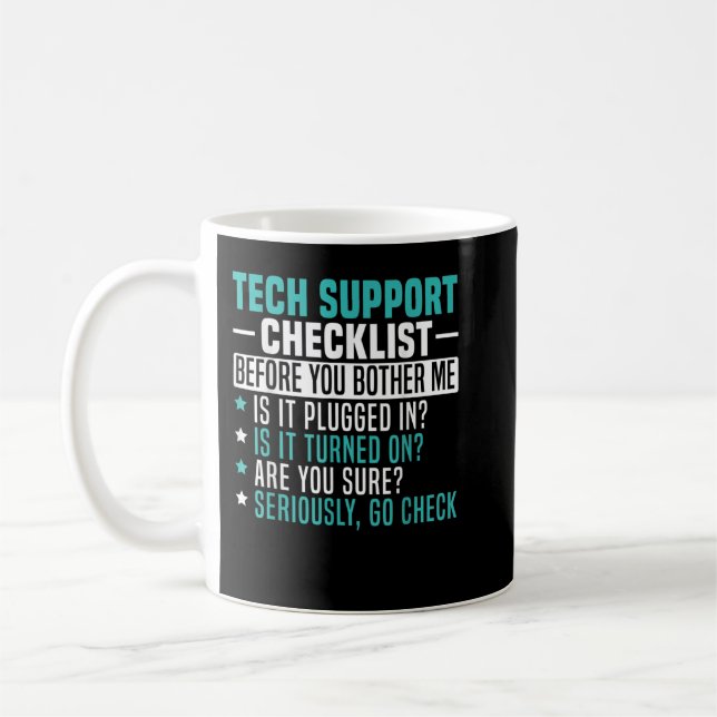 Mug Mens Tech Technical Support Checklist Computer Sys (Gauche)