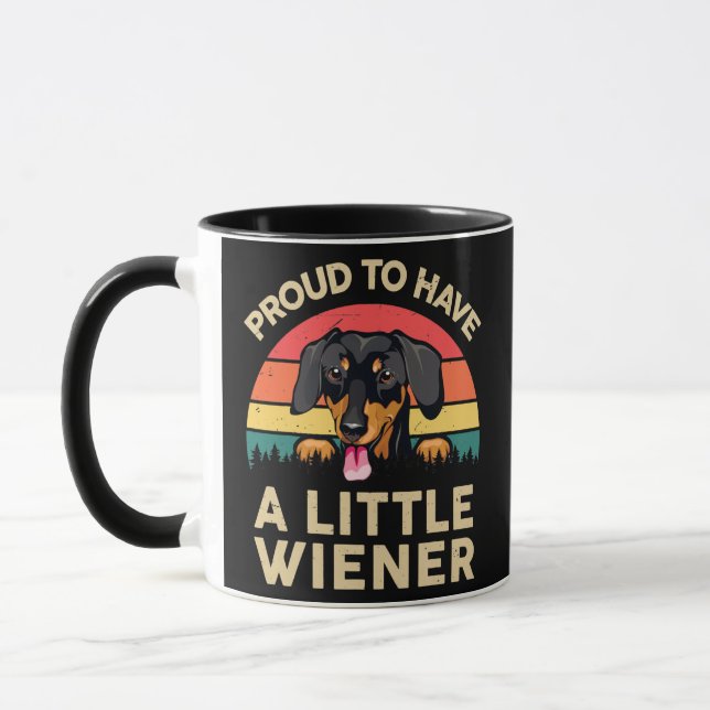 Mug Mens Weenie Chien Papa Fier D'Avoir Un Peu D'Épura (Gauche)