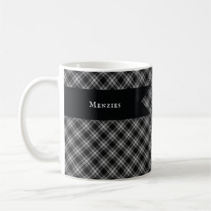 Mug Menzies Black Scottish Tartan Plaid Motif