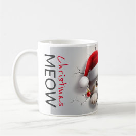 Mug Meow chaton de Noël avec casquette père Noël