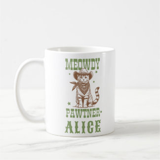 Mug Meowdy Pawtner Cowboy Chat Nom personnalisé