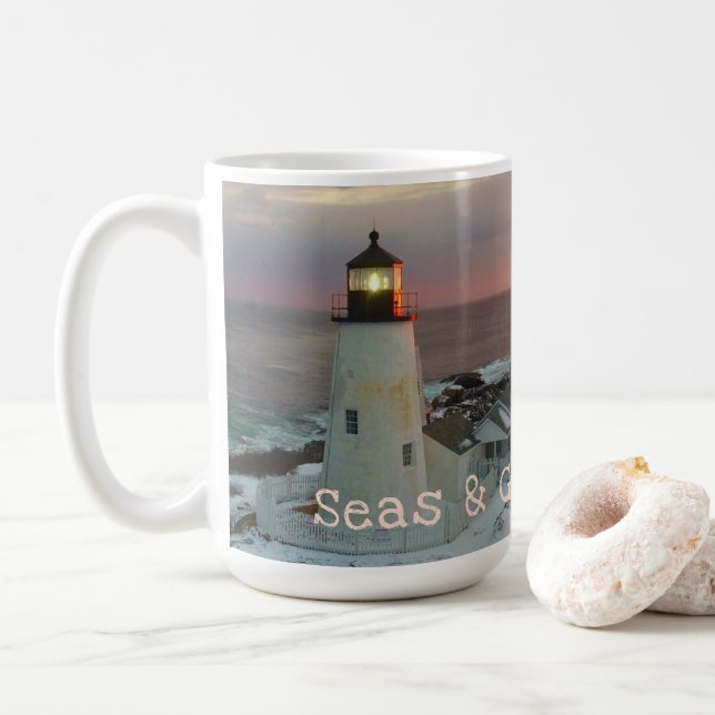Mug Mer et salutations Blush Pink Lighthouse (Avec donut)