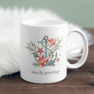 Mug Mer et salutations Noël nautique