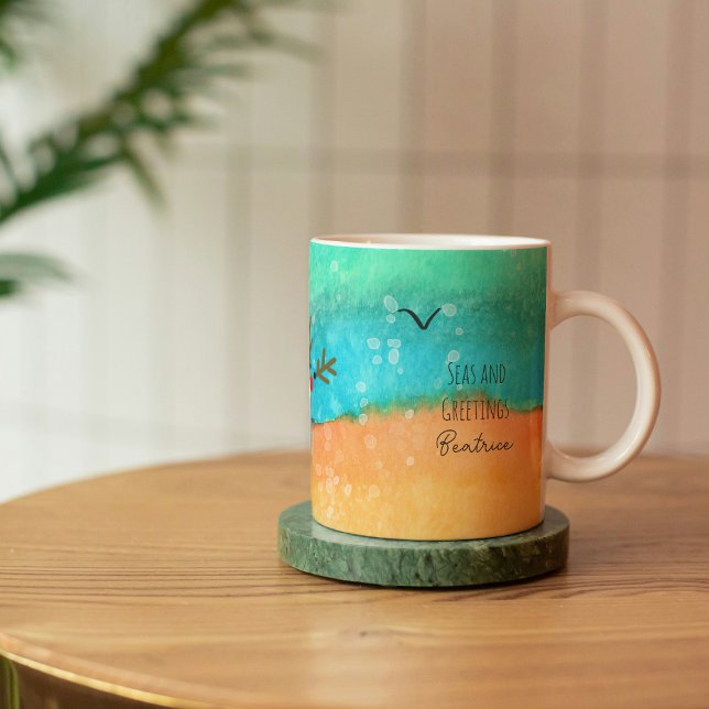 Mug Mer et salutations Noël personnalisé (Créateur téléchargé)