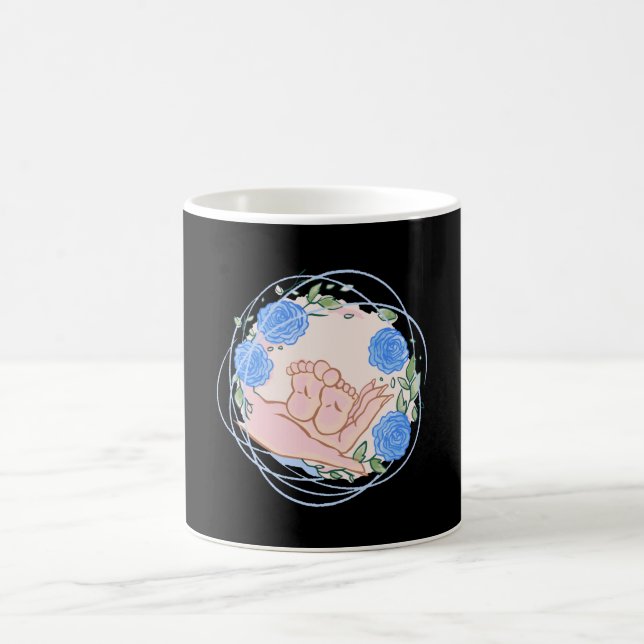 Mug Merci Cadeau Midwoman main avec pieds bébé (Centre)
