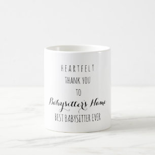 Mug Merci de coeur Best Babysitter Ever Ajouter un nom