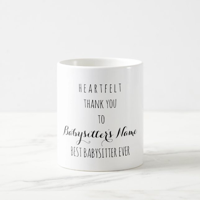 Mug Merci de coeur Best Babysitter Ever Ajouter un nom (Centre)