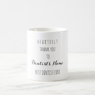 Mug Merci de coeur meilleur dentiste jamais la typogra