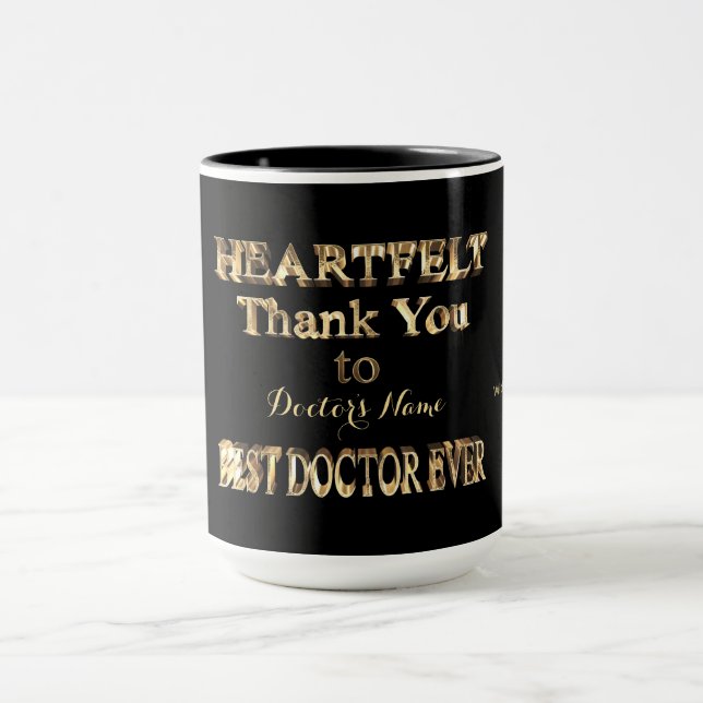 Mug Merci de coeur meilleur docteur jamais la typograp (Centre)