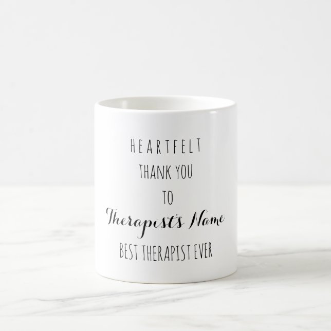 Mug Merci de coeur meilleur thérapeute jamais la typog (Centre)