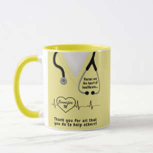 Mug Merci d'infirmières personnalisé Nom d'ajout