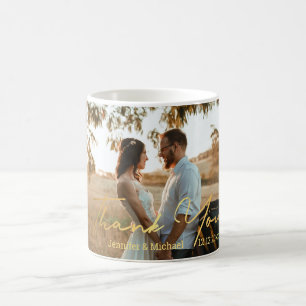 Mug merci, écriture élégante or mariage photo
