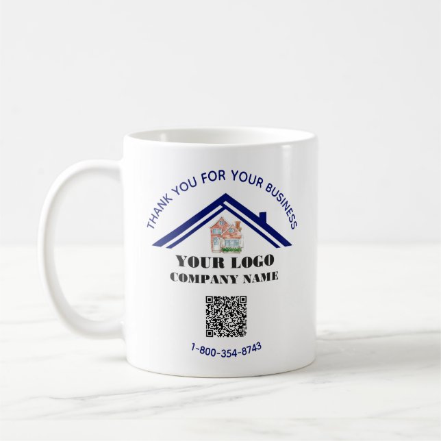 Mug Merci et votre logo d'entreprise Code QR (Gauche)
