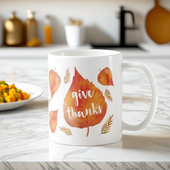 Mug Merci. | Feuilles d'automne Thanksgiving (Créateur téléchargé)