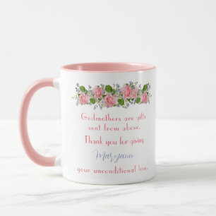 Mug Merci Godmère Cadeau Fleurs roses Personnalisées