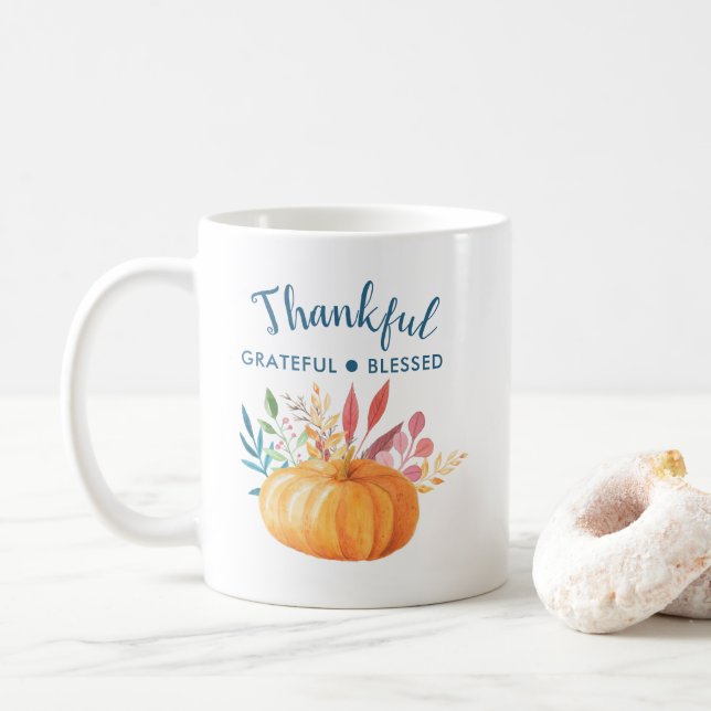 Mug Merci gracieux béni avec un Citrouille orange (Avec donut)