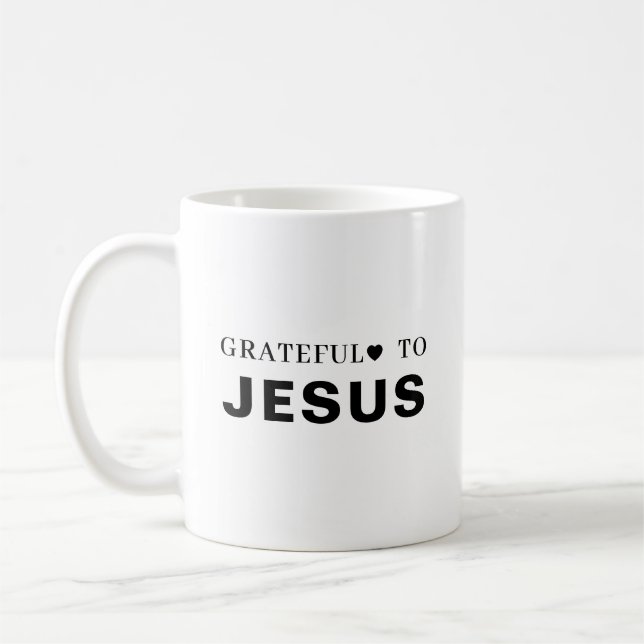 Mug Merci Jésus Foi Chrétienne Moderne Cœur (Gauche)