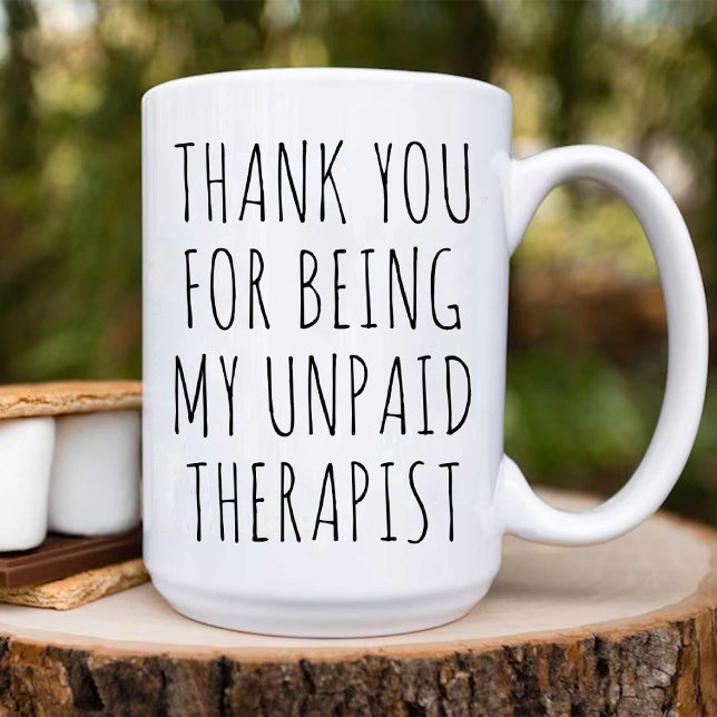Mug Merci Mon Thérapeute non payé / Travail drôle Best (Thank You My Unpaid Therapist / funny work Bestie Coffee Mug)