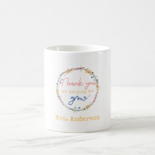 Mug "MERCI POUR AIDER" Floral, cadeau pour les enseign