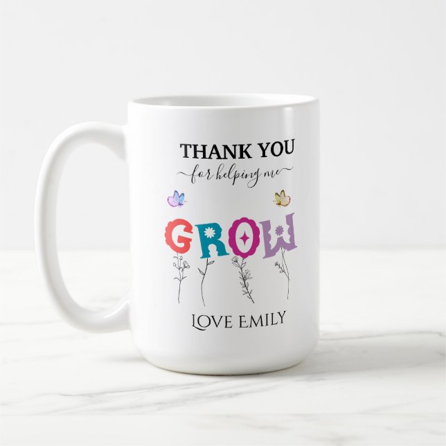 Mug Merci pour m'aider à grandir Appréciation de l'ens (Gauche)
