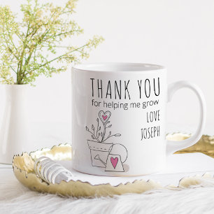 Mug Merci pour m'aider à grandir Doodle Plante rose