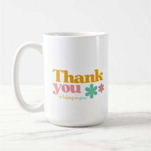 Mug Merci pour m'aider à grandir, fleur rétro