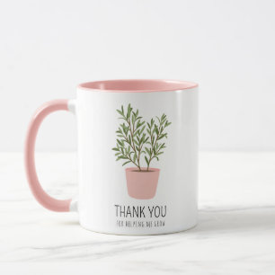 Mug Merci pour m'aider à grandir, moderne tendance ros