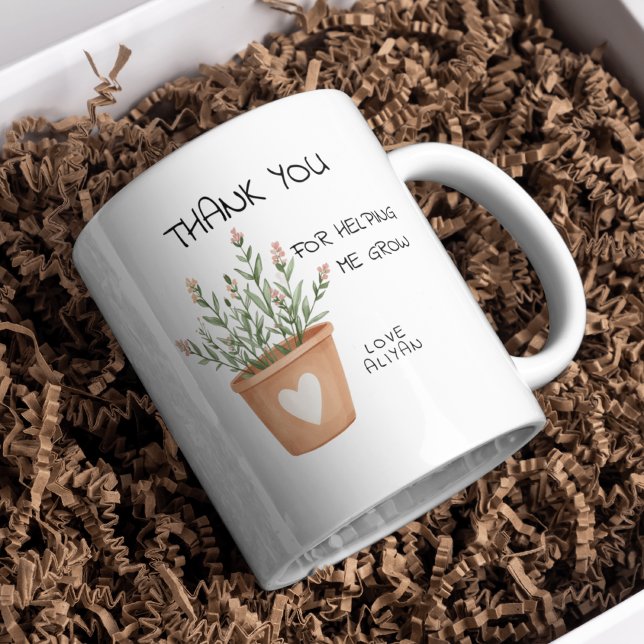 Mug Merci pour m'aider à grandir Plante professeur de  (Créateur téléchargé)