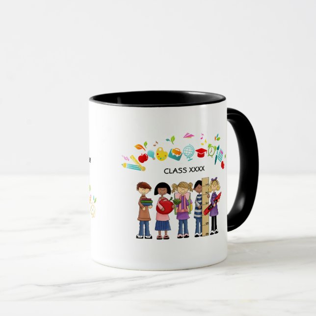 Mug Merci, professeur. Cadeau de nom personnalisé (Devant droit)