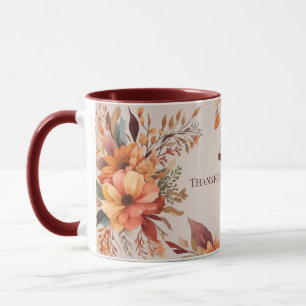 Mug Merci reconnaissant béni Floral Thanksgiving