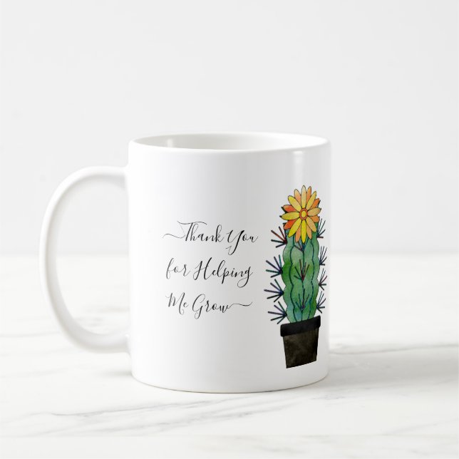 Mug Merci vert de Cactus mignon pour m'aider à grandir (Gauche)