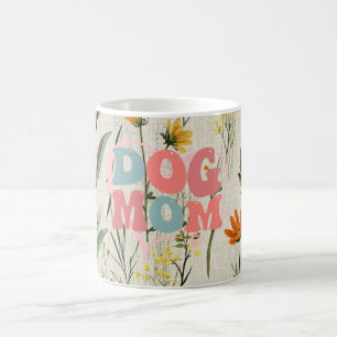 Mug mère de chien floral blanc rose