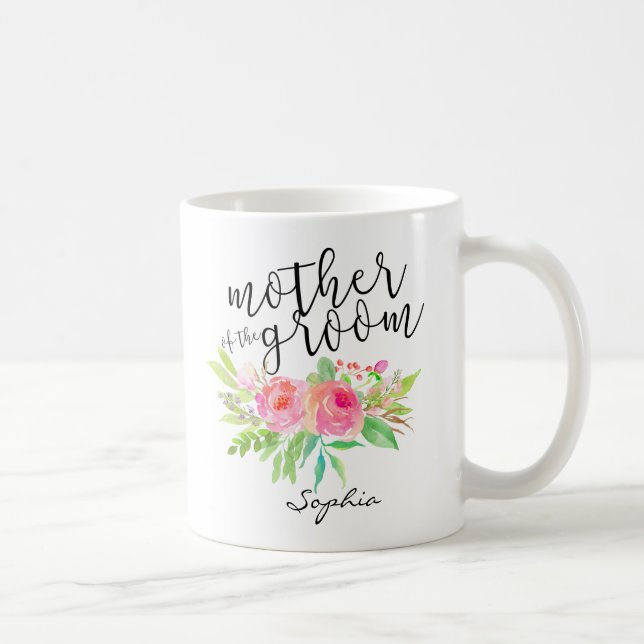 Mug Mère de la chambre|Aquarelle Florale Personnalisée (Droite)