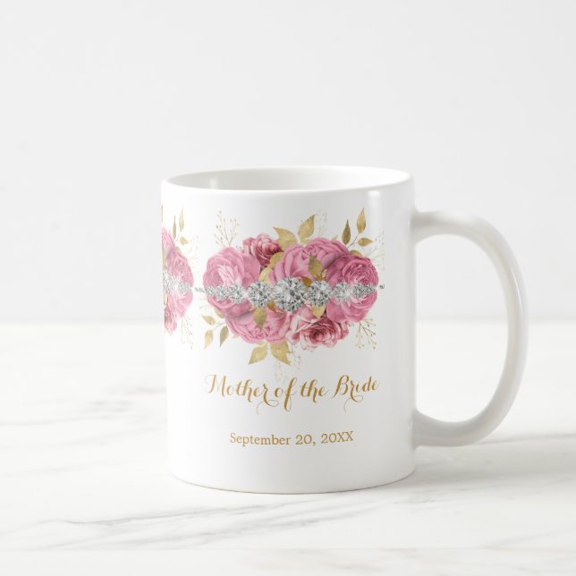Mug Mère de la mariée Diamond Rose or Floral Coff (Droite)