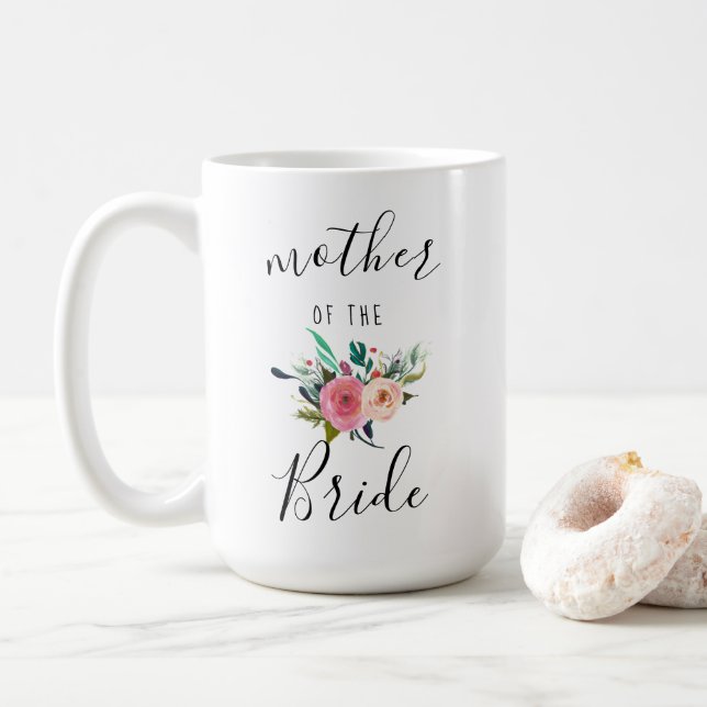 Mug Mère de la mariée Mariage cadeau Floral Chic 15oz (Avec donut)