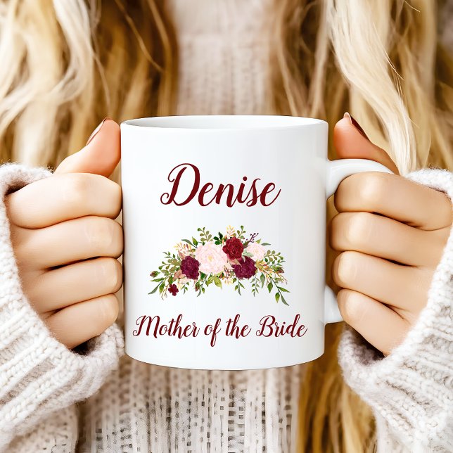Mug Mère de la mariée Marsala Rose Floral Mariage (Créateur téléchargé)