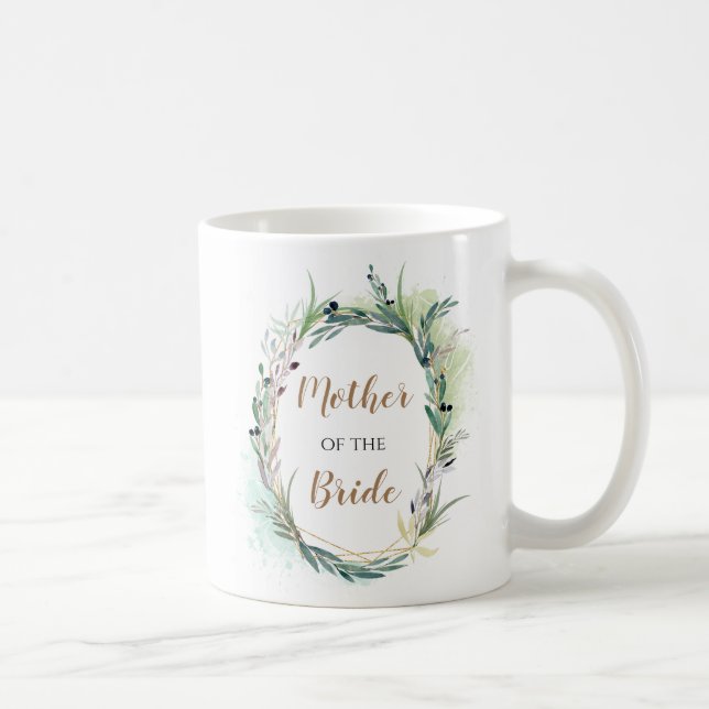 Mug Mère de la mariée/Nom/Aquarelle Cadeau Feuille (Droite)
