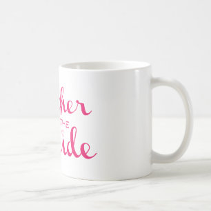 Mug Mère de mariée Retro Script Hot rose sur blanc