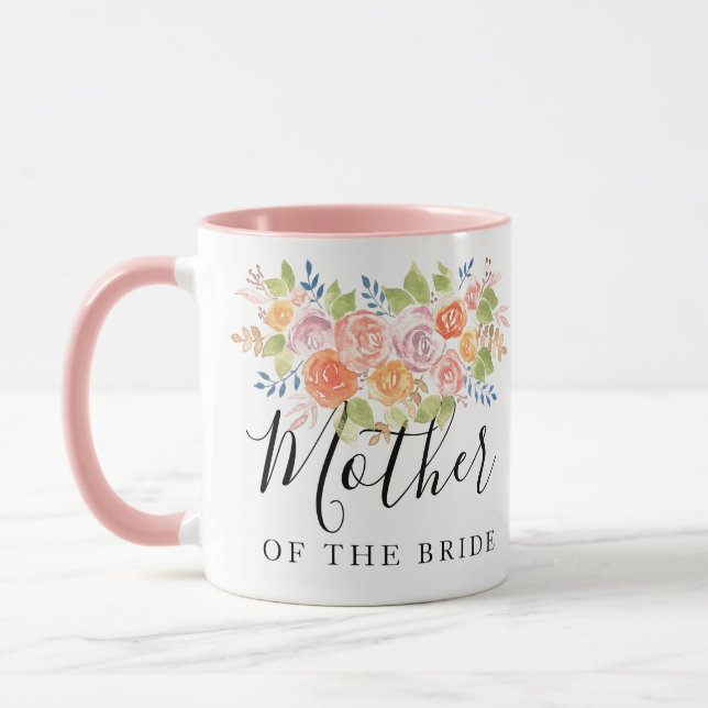 Mug Mère du bouquet rose de jeune mariée ou de marié (Gauche)