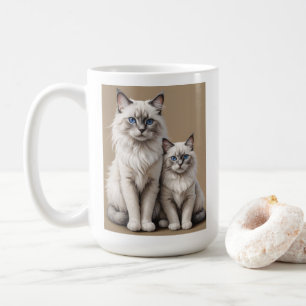Mug Mère et Kitten Ragdoll Chat Artwork Coeur