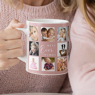 Mug Mère maman photo montage rose poudré rose
