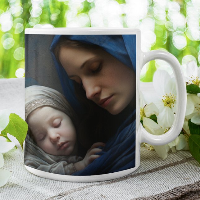 Mug Mère Marie avec Bébé Jésus version 5 (Mother Mary Holding Baby Jesus version 5 Coffee Mug)